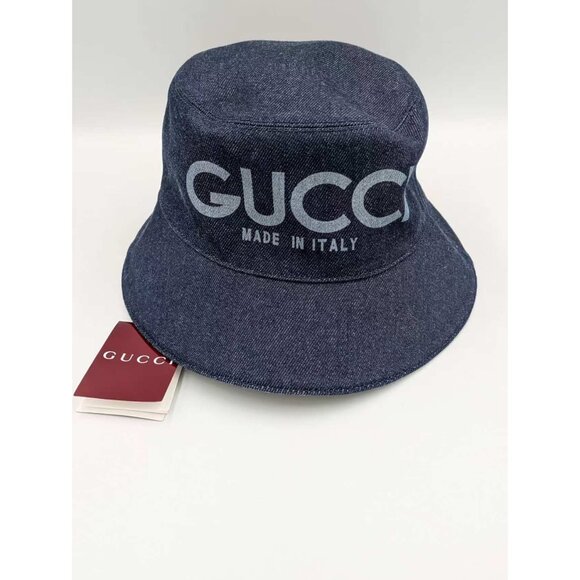 Gucci Lasered Denim Bucket Hat Dark Blue L 803042 - Picture 2 of 12